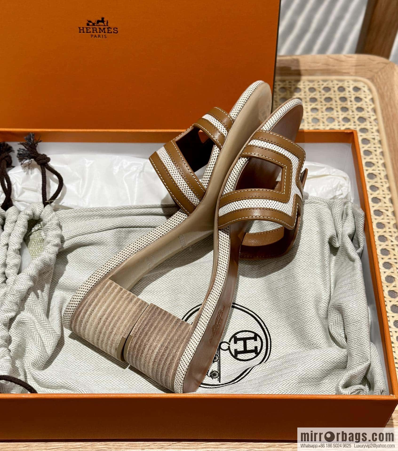Hermes Hermes, canvas leather, high heels