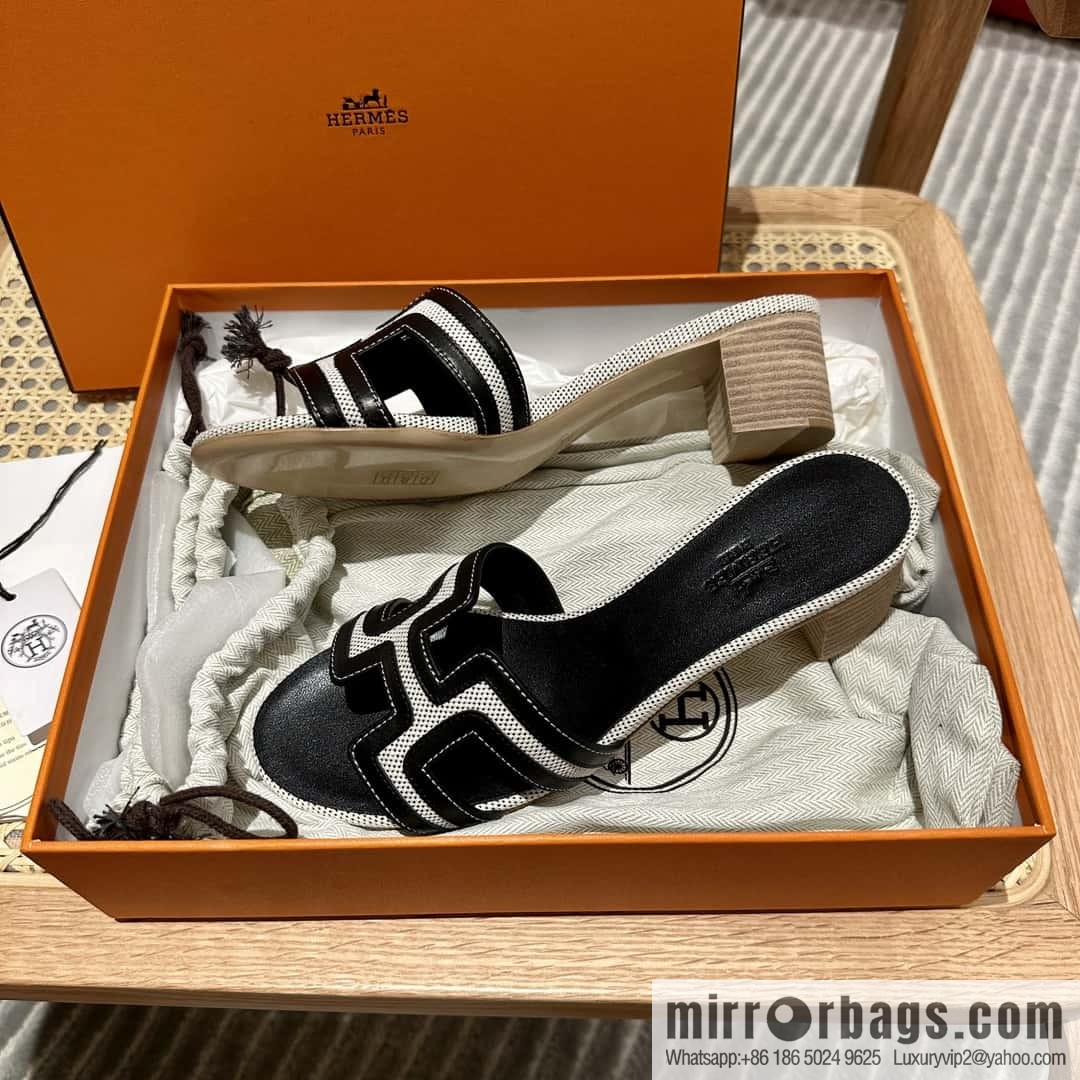 Hermes, black patchwork heels