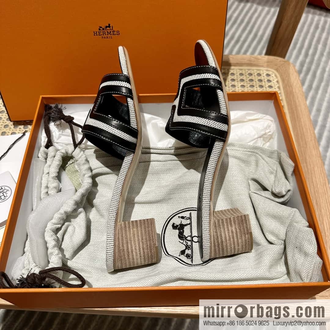 Hermes, black patchwork heels