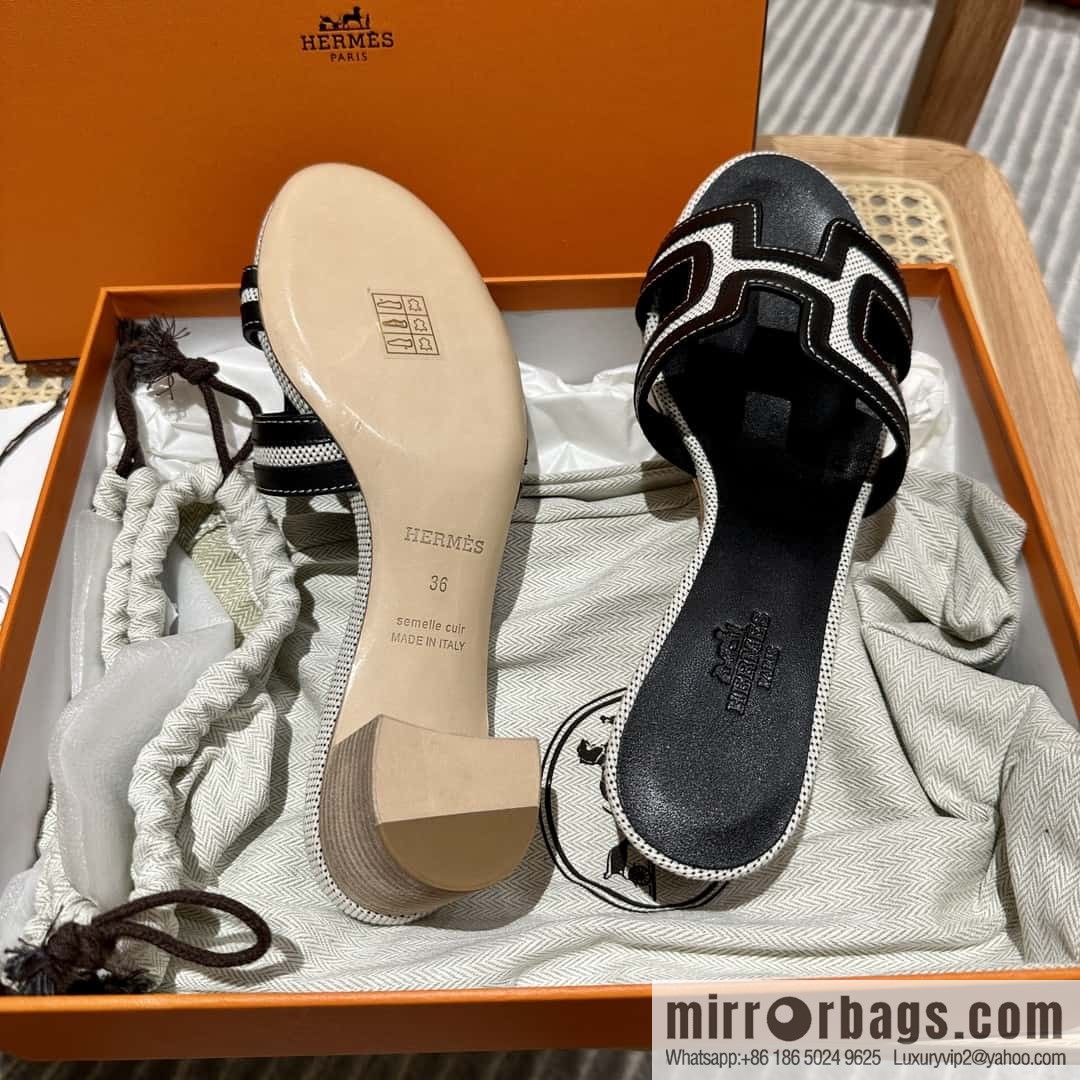 Hermes, black patchwork heels