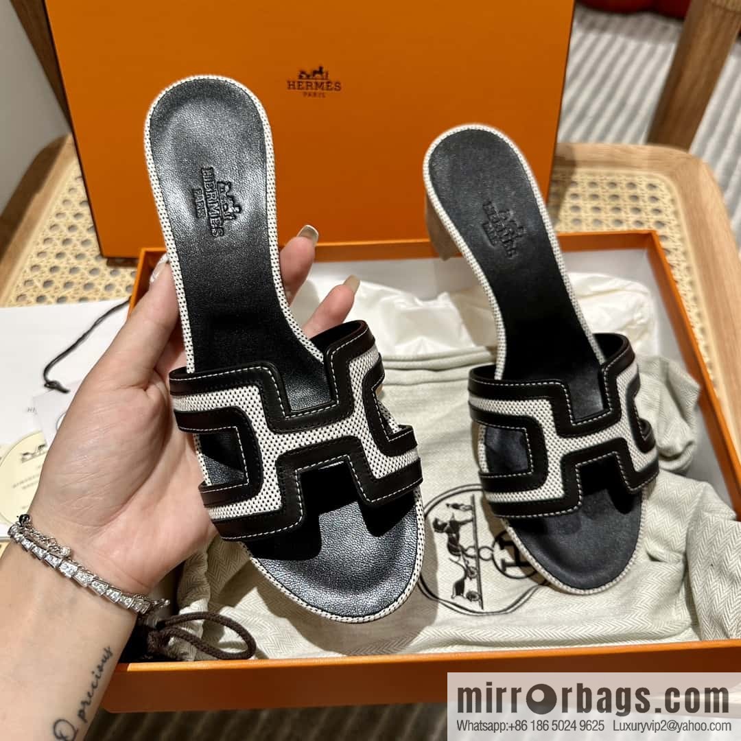 Hermes, black patchwork heels