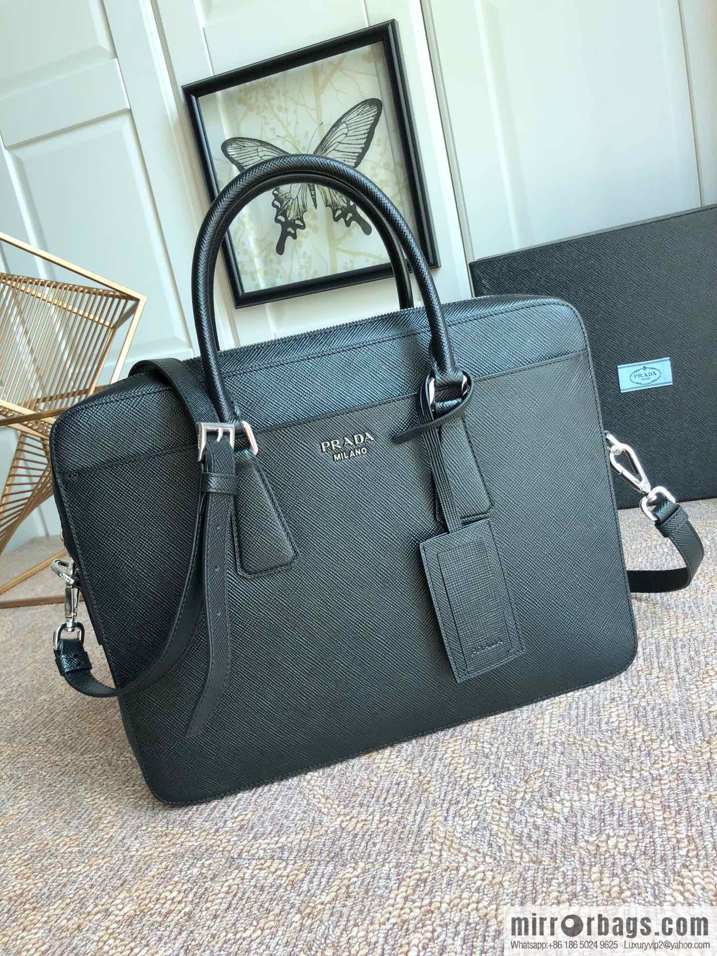 PRADA Prada imported original thick cross pattern new men's bag 2VE368 loose word label/black