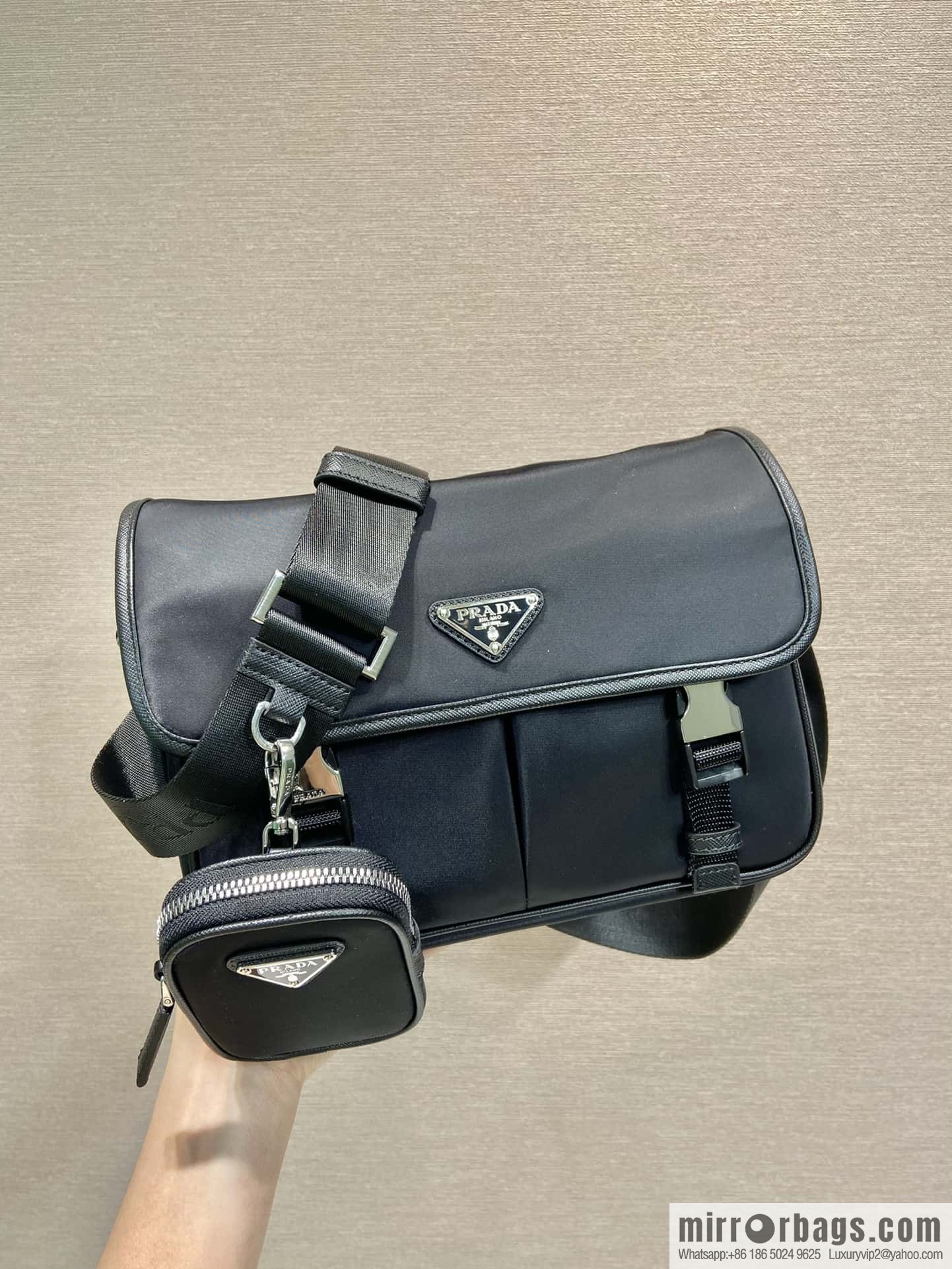 PRADA Prada Nylon Flip Handbag 2VD769M
