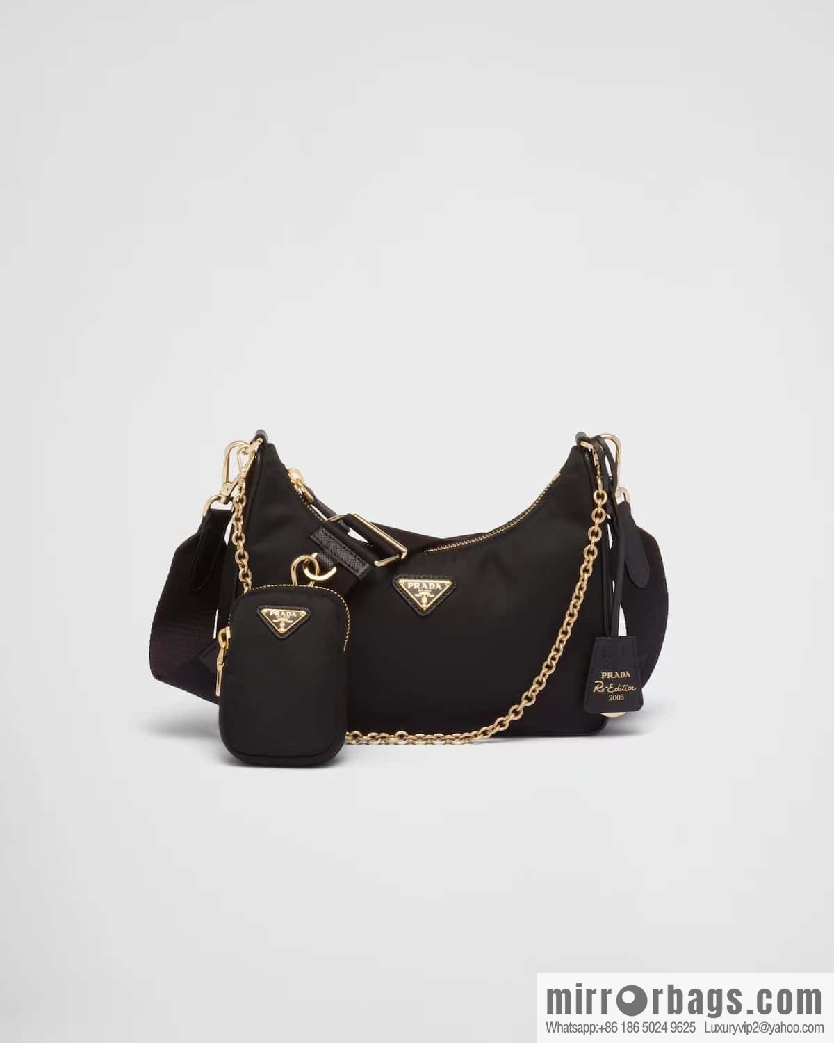 PRADA Prada nylon Hobo tote/armpit bag 1BH204 gold hardware