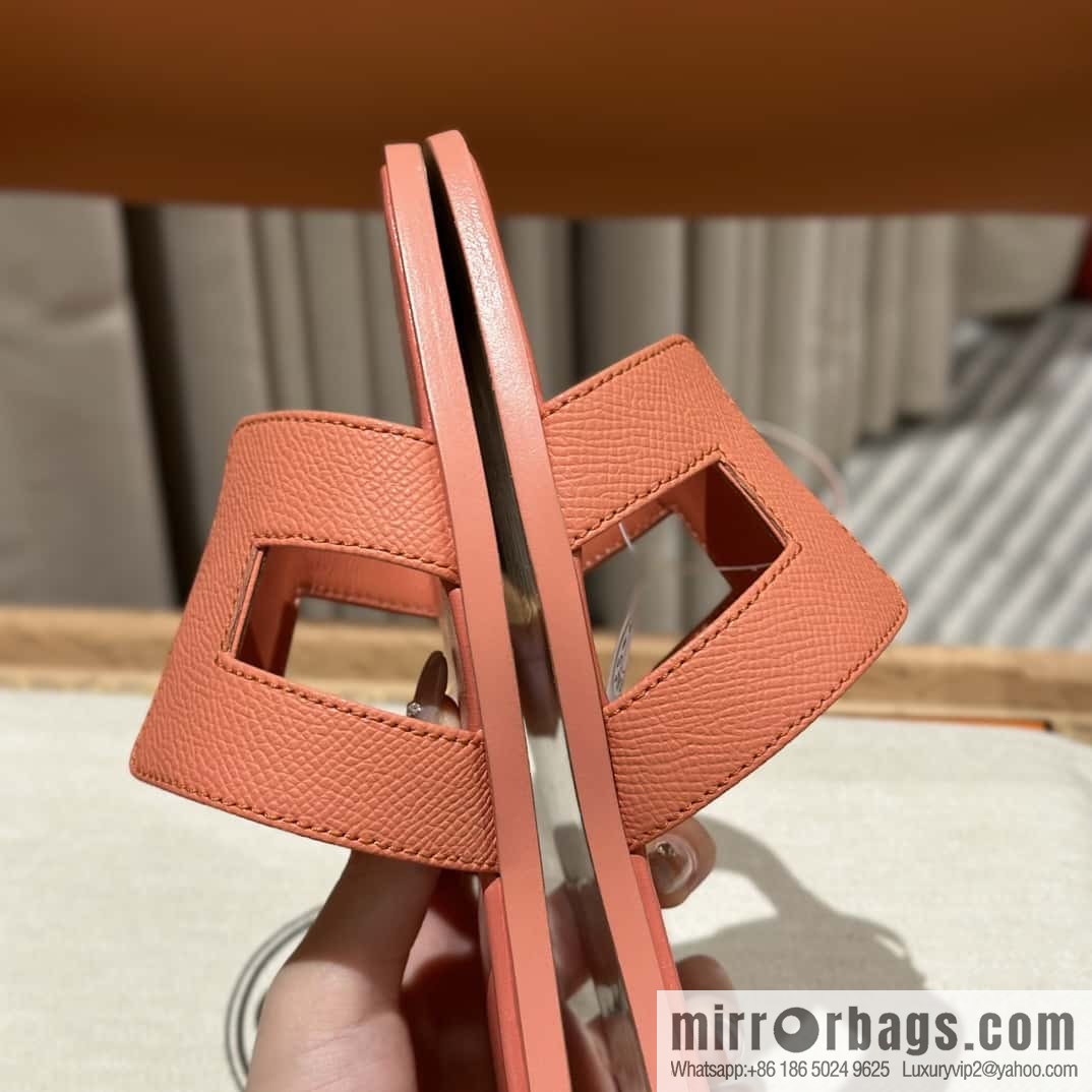Hermès leather outsole H slippers
