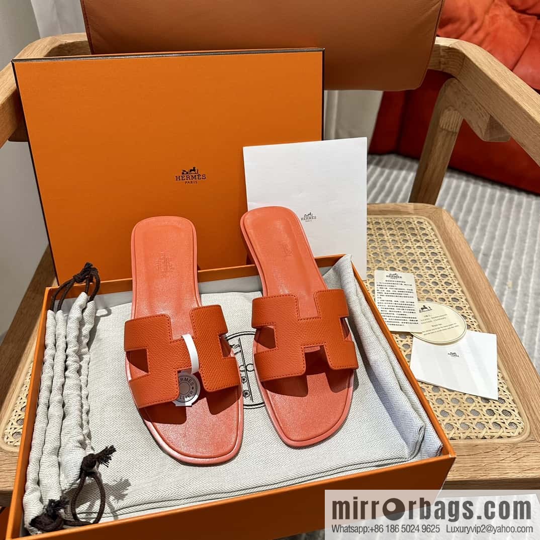 Hermès leather outsole H slippers