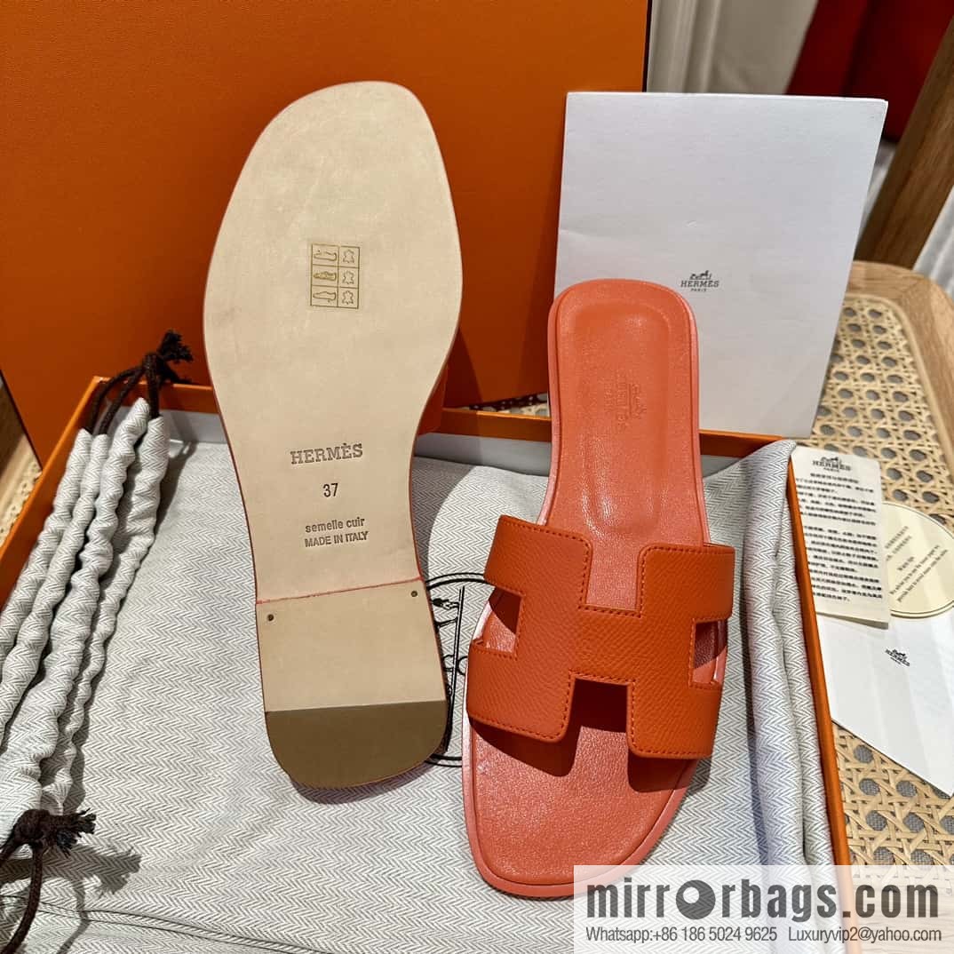 Hermès leather outsole H slippers