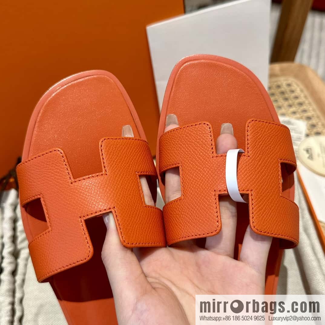 Hermès leather outsole H slippers