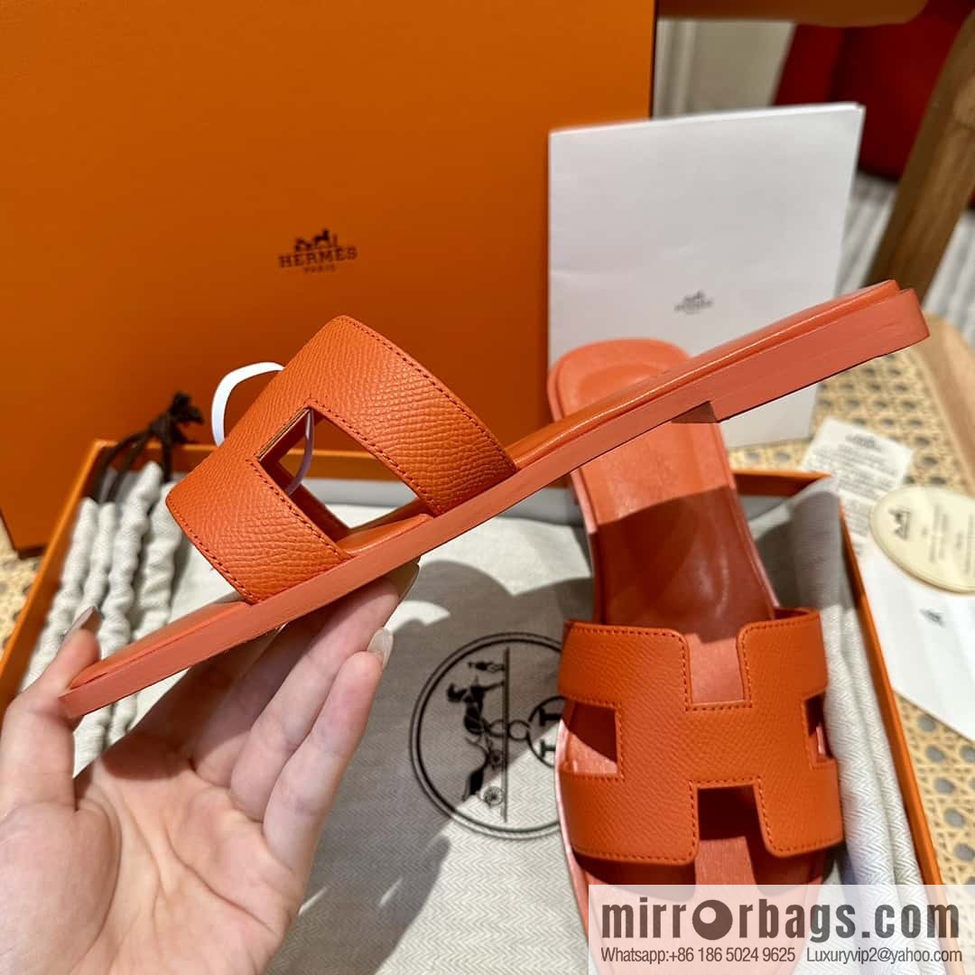 Hermès leather outsole H slippers