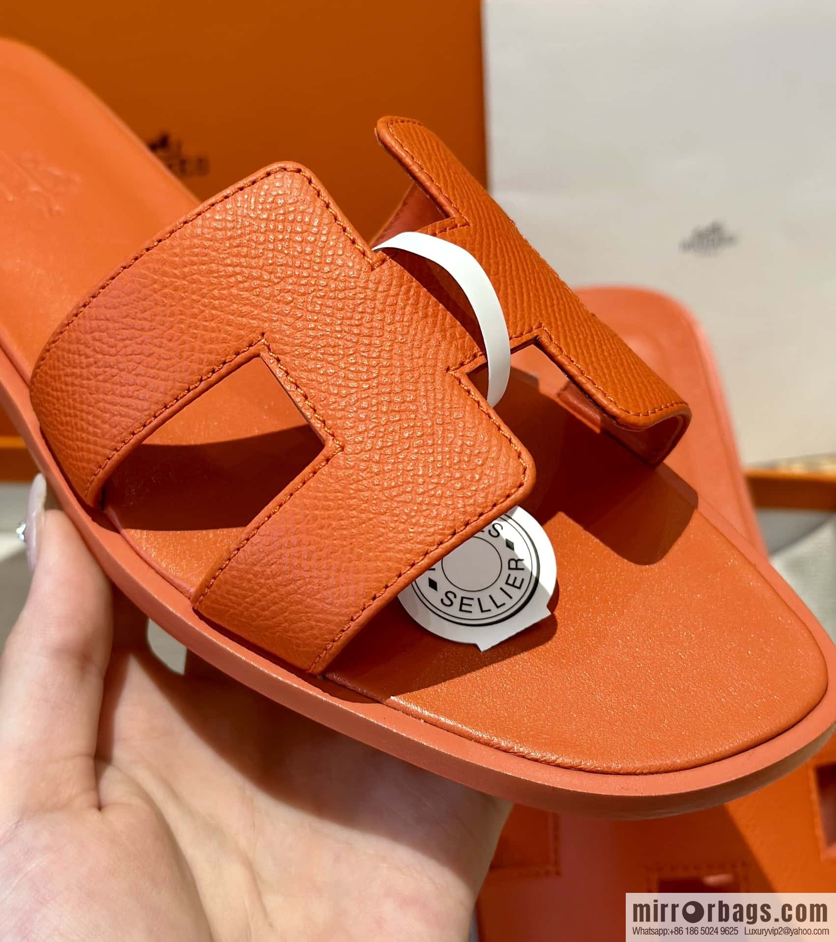 Hermès leather outsole H slippers