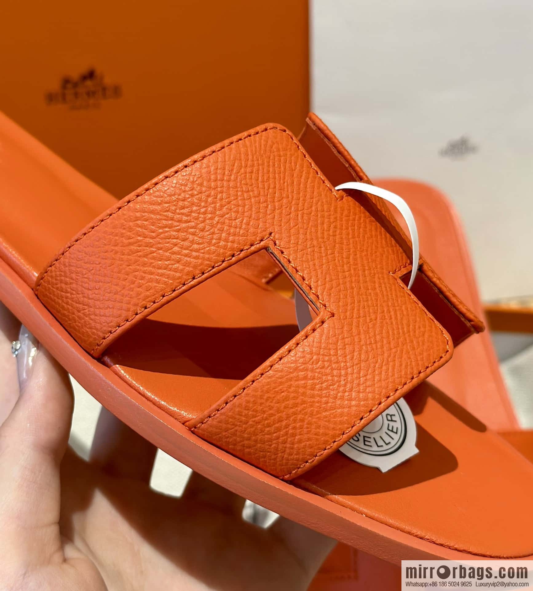 Hermès leather outsole H slippers