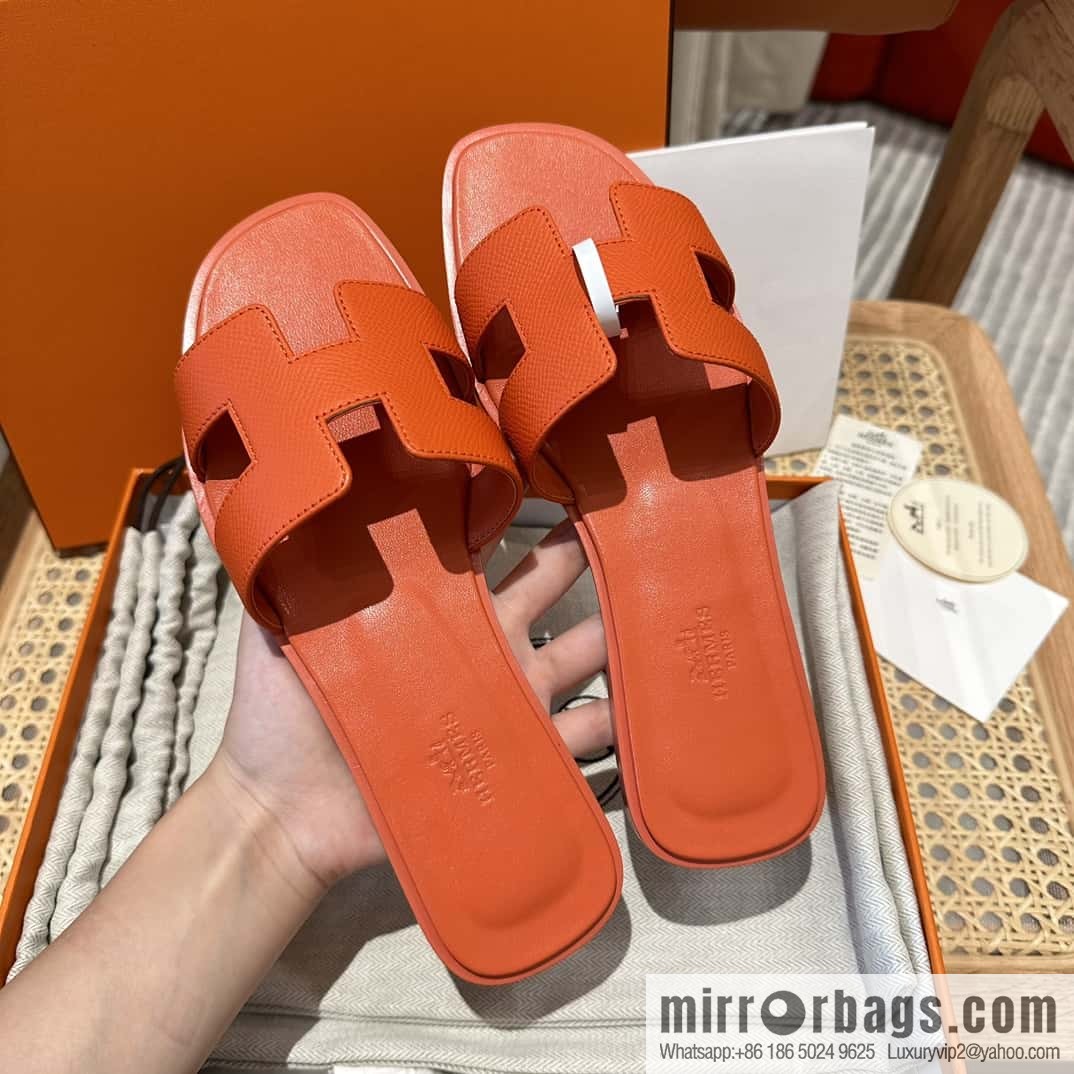 Hermès leather outsole H slippers
