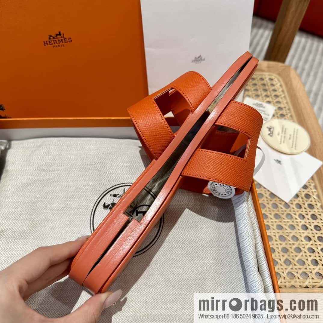 Hermès leather outsole H slippers