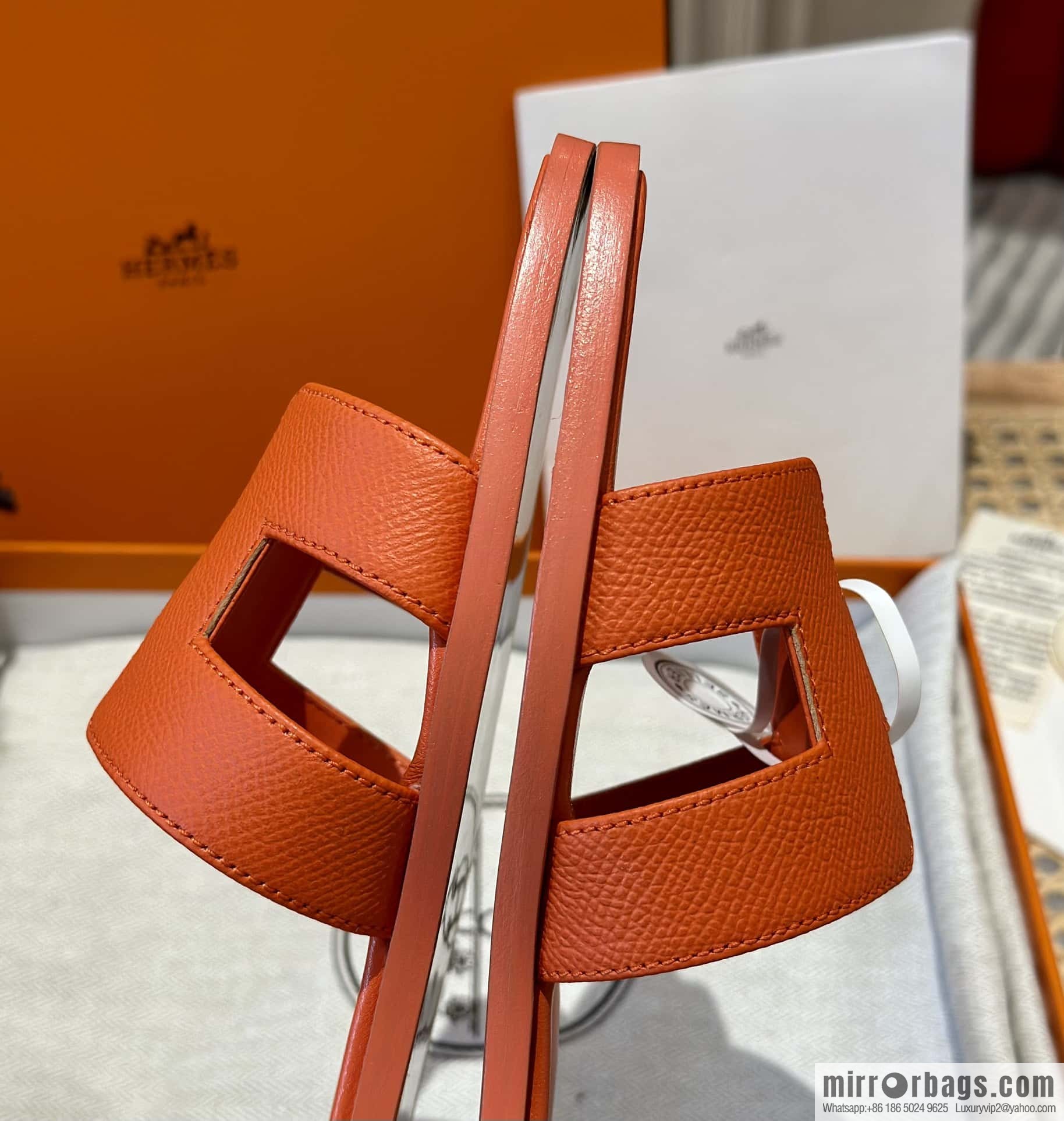 Hermès leather outsole H slippers