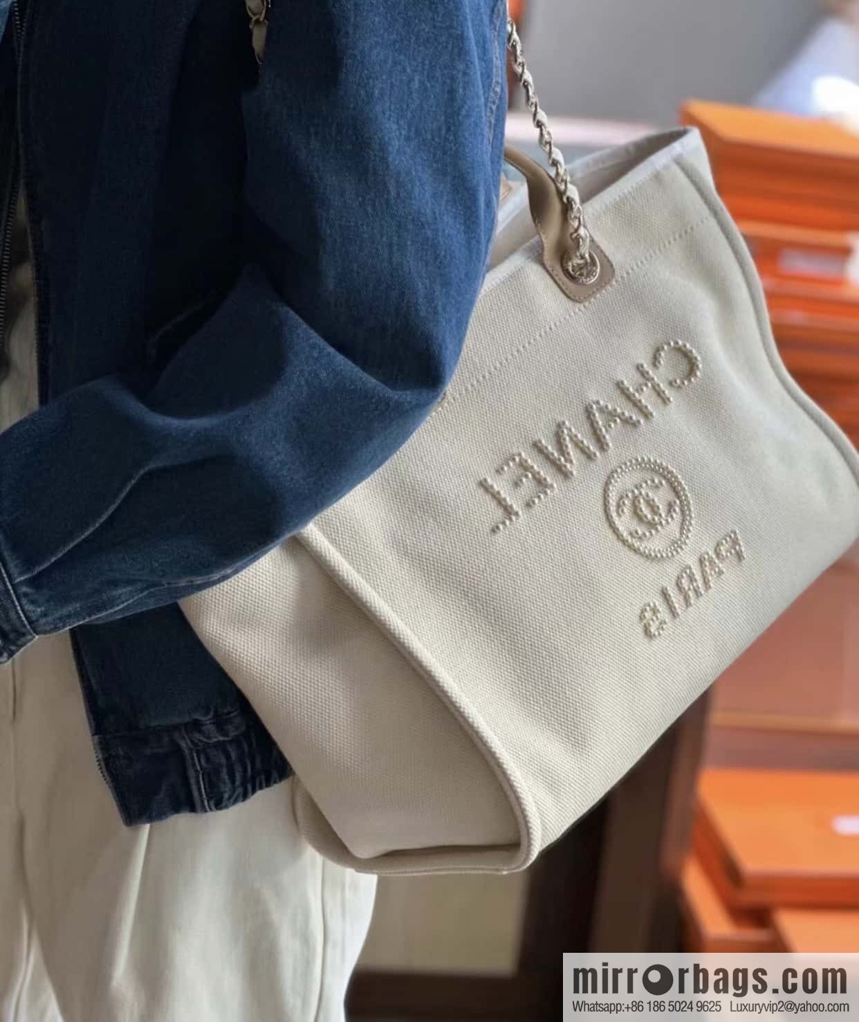 CHANEL pearl logo annual most beautiful embroidery beach bag A66941