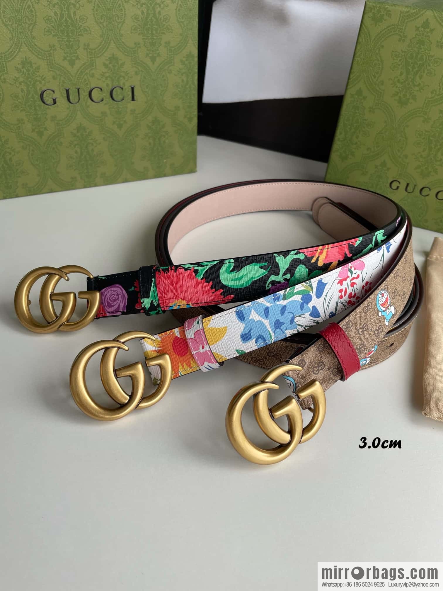 GUCCI Gucci, a collection of flowers and floral prints by artist Ken Scott, double G belt buckle 3.0cm belt