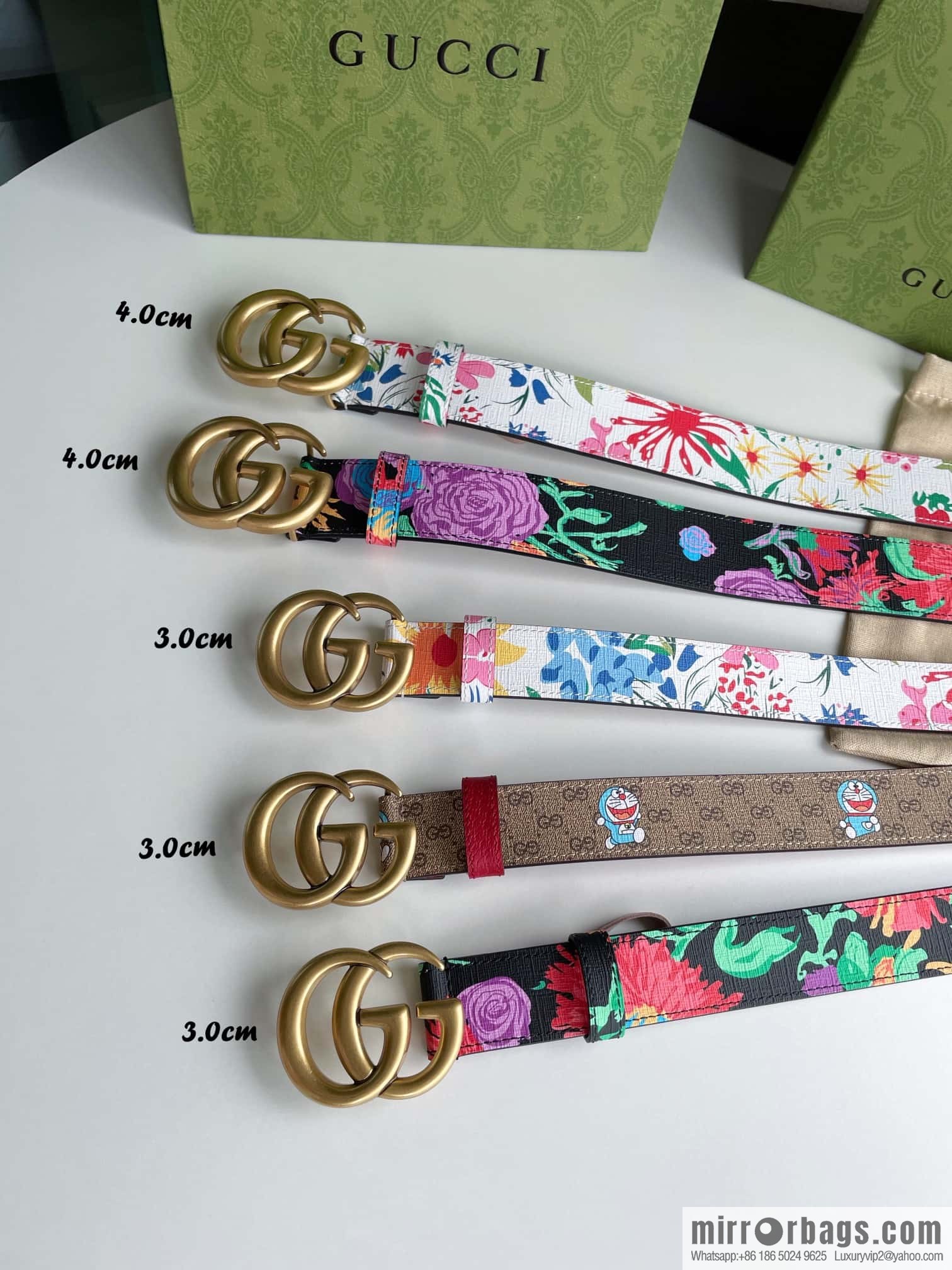 GUCCI Gucci, a collection of flowers and floral prints by artist Ken Scott, double G belt buckle 3.0cm belt