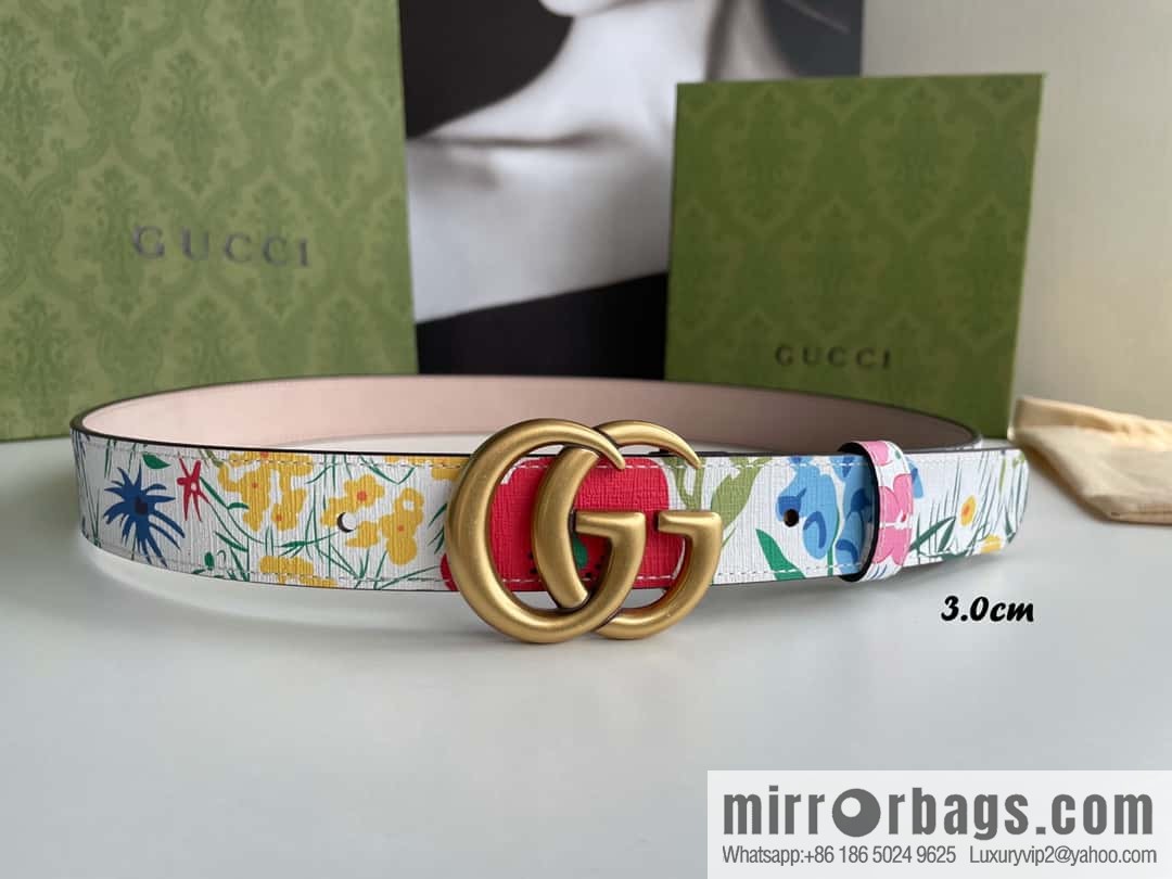 GUCCI Gucci, a collection of flowers and floral prints by artist Ken Scott, double G belt buckle 3.0cm belt
