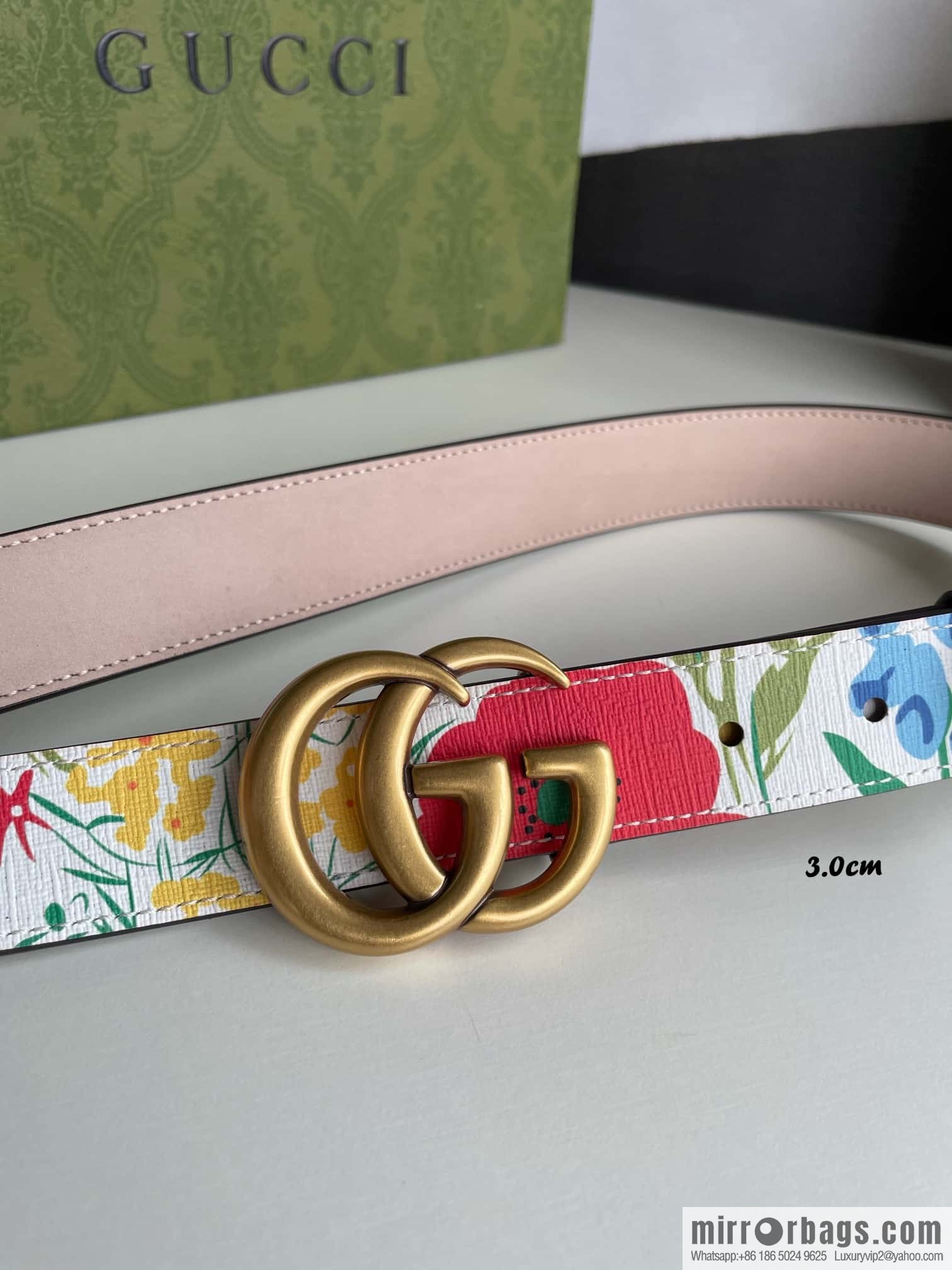 GUCCI Gucci, a collection of flowers and floral prints by artist Ken Scott, double G belt buckle 3.0cm belt