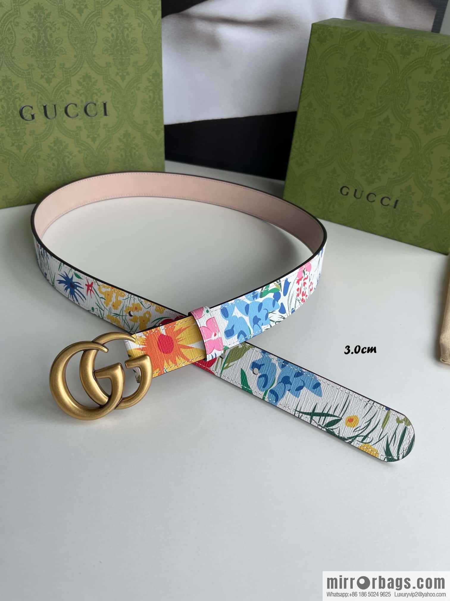 GUCCI Gucci, a collection of flowers and floral prints by artist Ken Scott, double G belt buckle 3.0cm belt