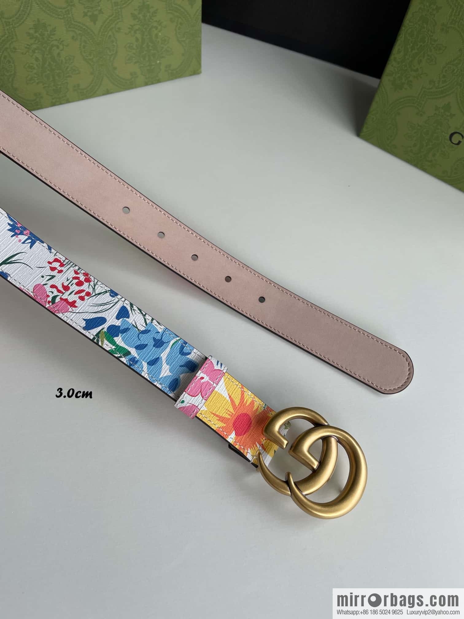 GUCCI Gucci, a collection of flowers and floral prints by artist Ken Scott, double G belt buckle 3.0cm belt