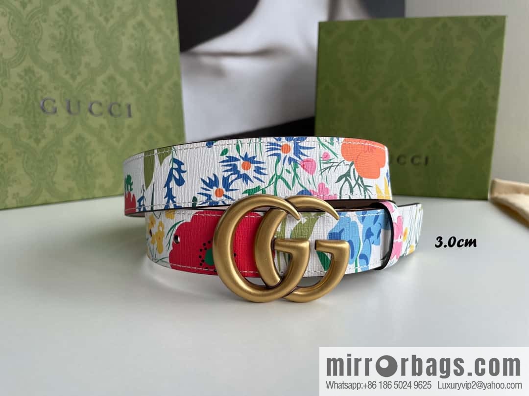 GUCCI Gucci, a collection of flowers and floral prints by artist Ken Scott, double G belt buckle 3.0cm belt