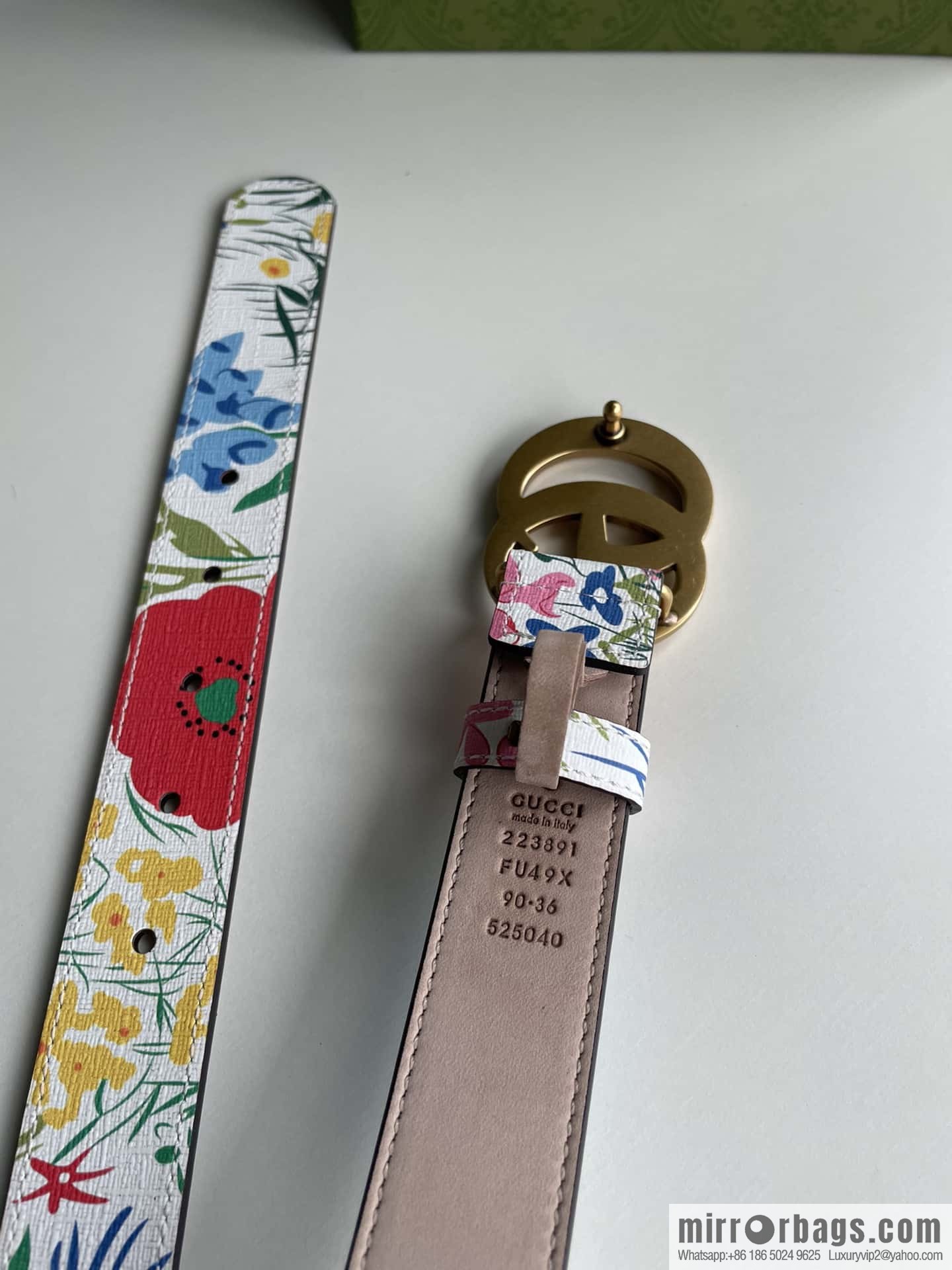 GUCCI Gucci, a collection of flowers and floral prints by artist Ken Scott, double G belt buckle 3.0cm belt