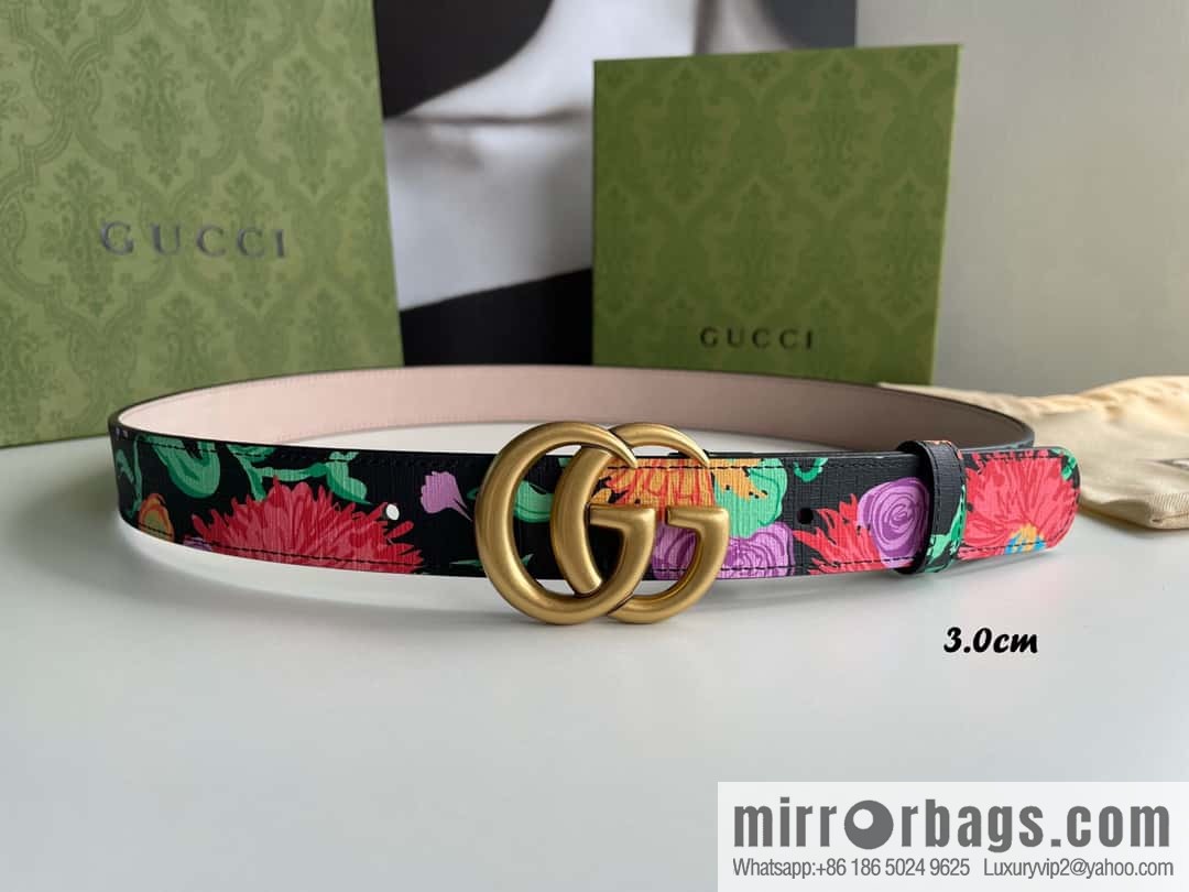 GUCCI Gucci, a collection of flowers and floral prints by artist Ken Scott, double G belt buckle 3.0cm belt