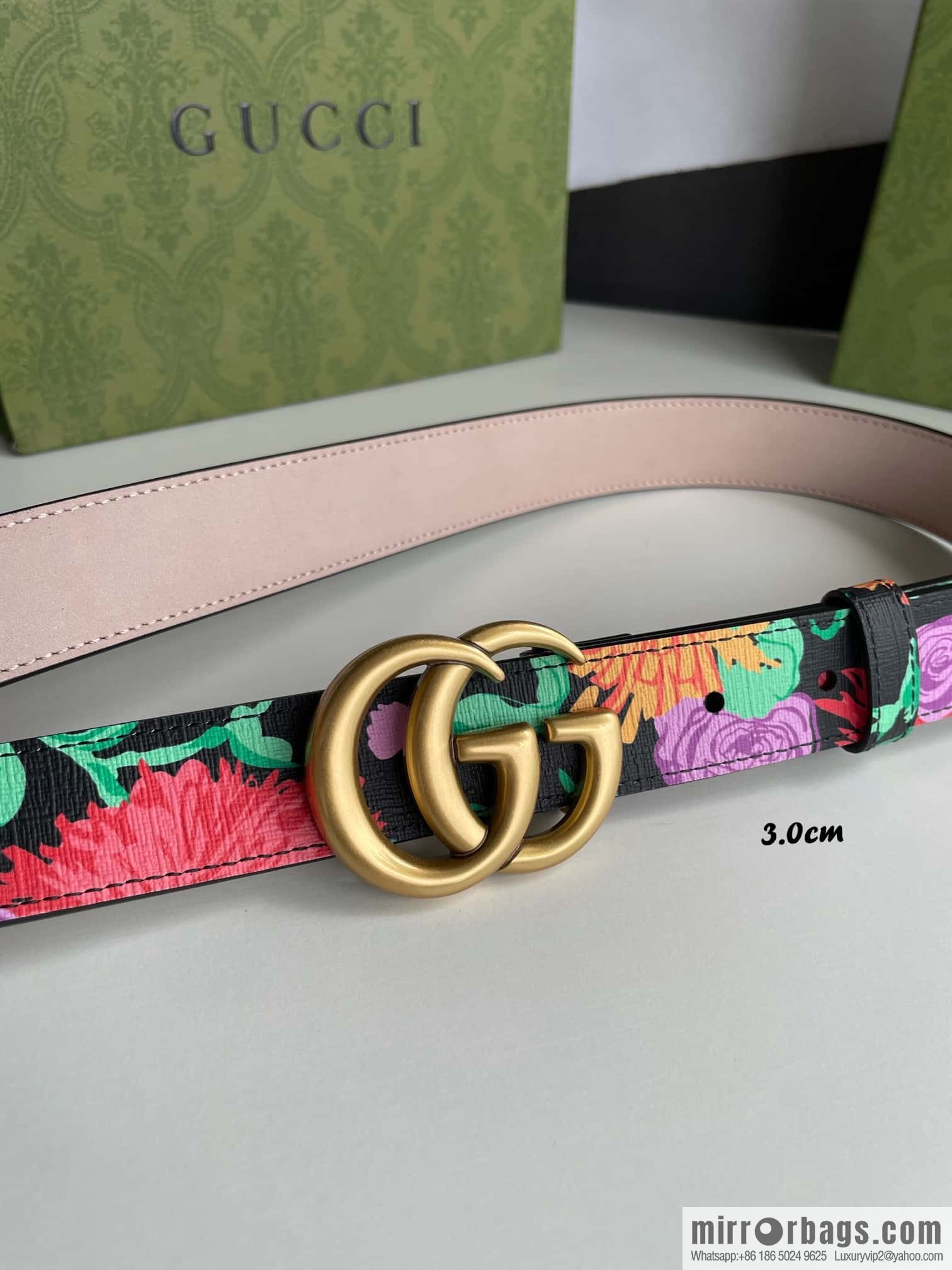 GUCCI Gucci, a collection of flowers and floral prints by artist Ken Scott, double G belt buckle 3.0cm belt