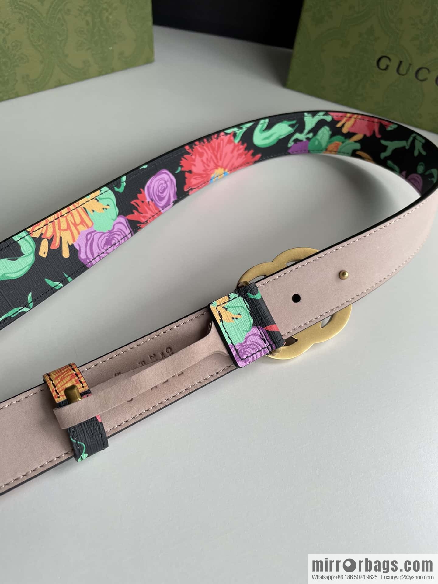 GUCCI Gucci, a collection of flowers and floral prints by artist Ken Scott, double G belt buckle 3.0cm belt