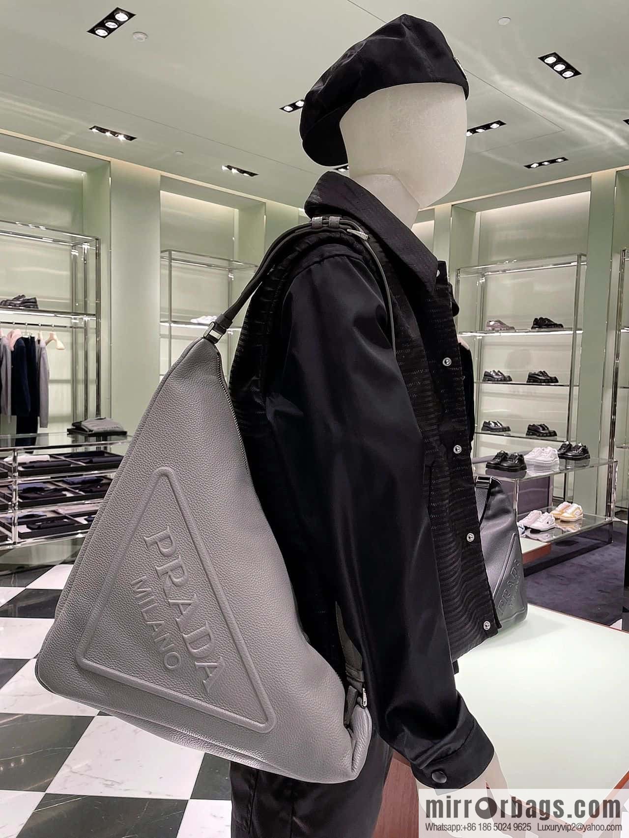 PRADA Prada Full Leather Big Triangle Bag ๐ 2VY007