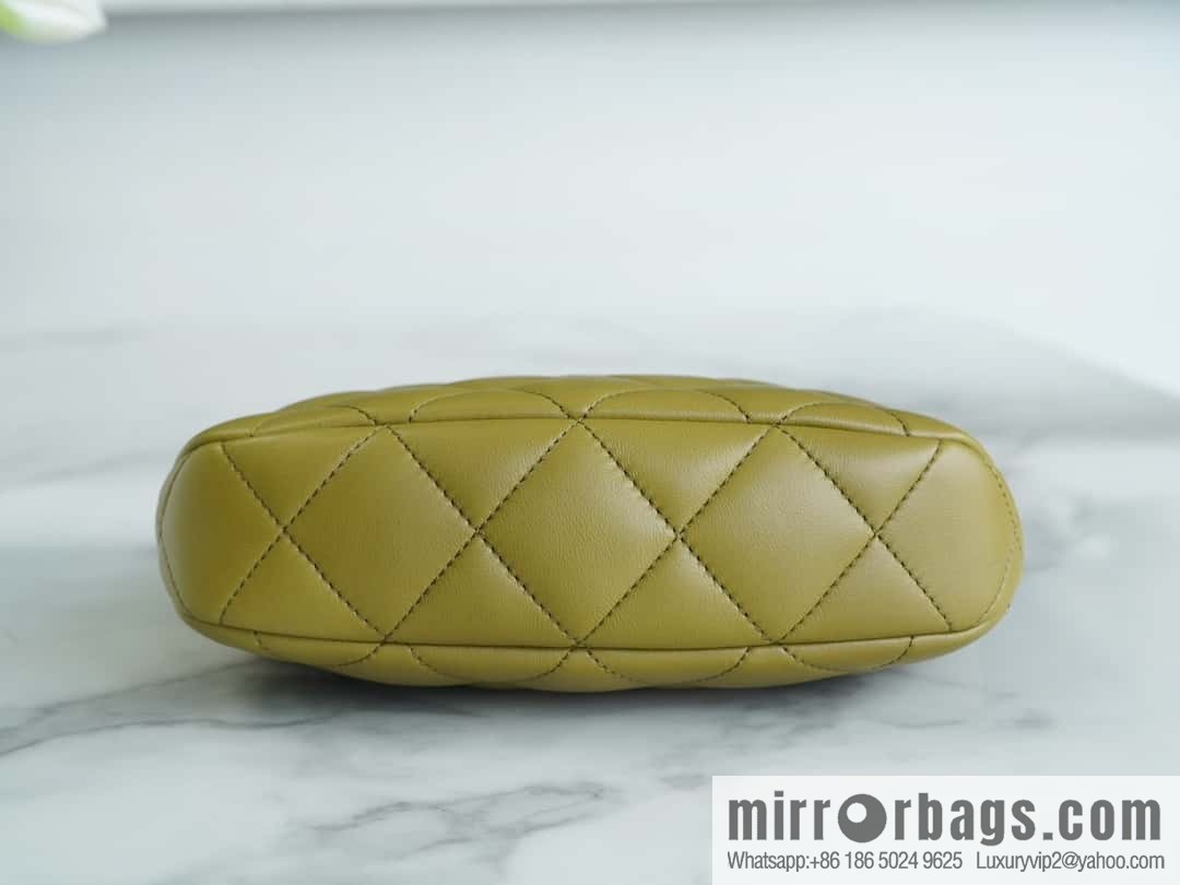 CHANEL 23A Handicraft Workshop HOBO Underarm Bag AS4220 Mustard Green