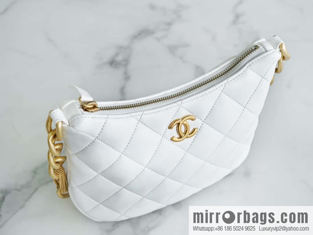CHANEL 23A Handicraft Workshop HOBO Underarm Bag AS4220 White