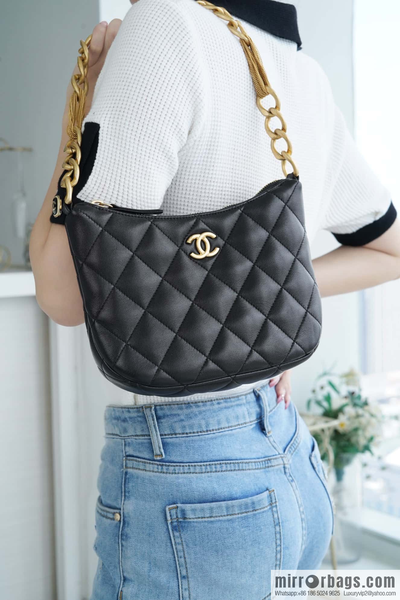 CHANEL 23A Handmade workshop HOBO armpit bag AS4220 black