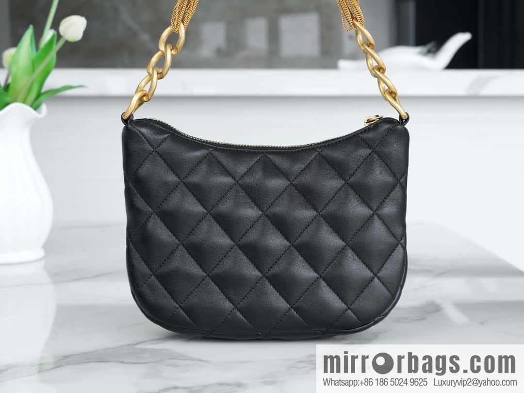 CHANEL 23A Handmade workshop HOBO armpit bag AS4220 black