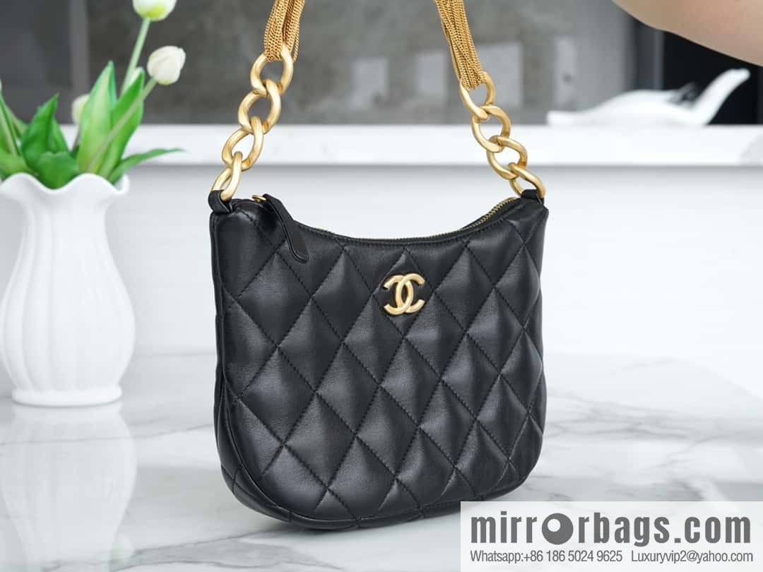 CHANEL 23A Handmade workshop HOBO armpit bag AS4220 black
