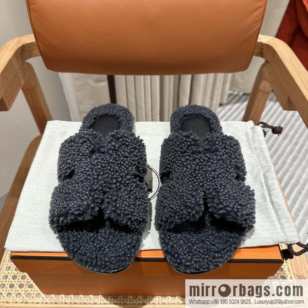 Hermès imported lamb wool lzmir series men's sandals