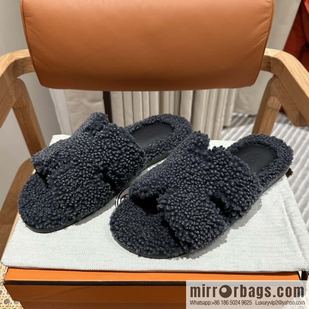 Hermès imported lamb wool lzmir series men's sandals