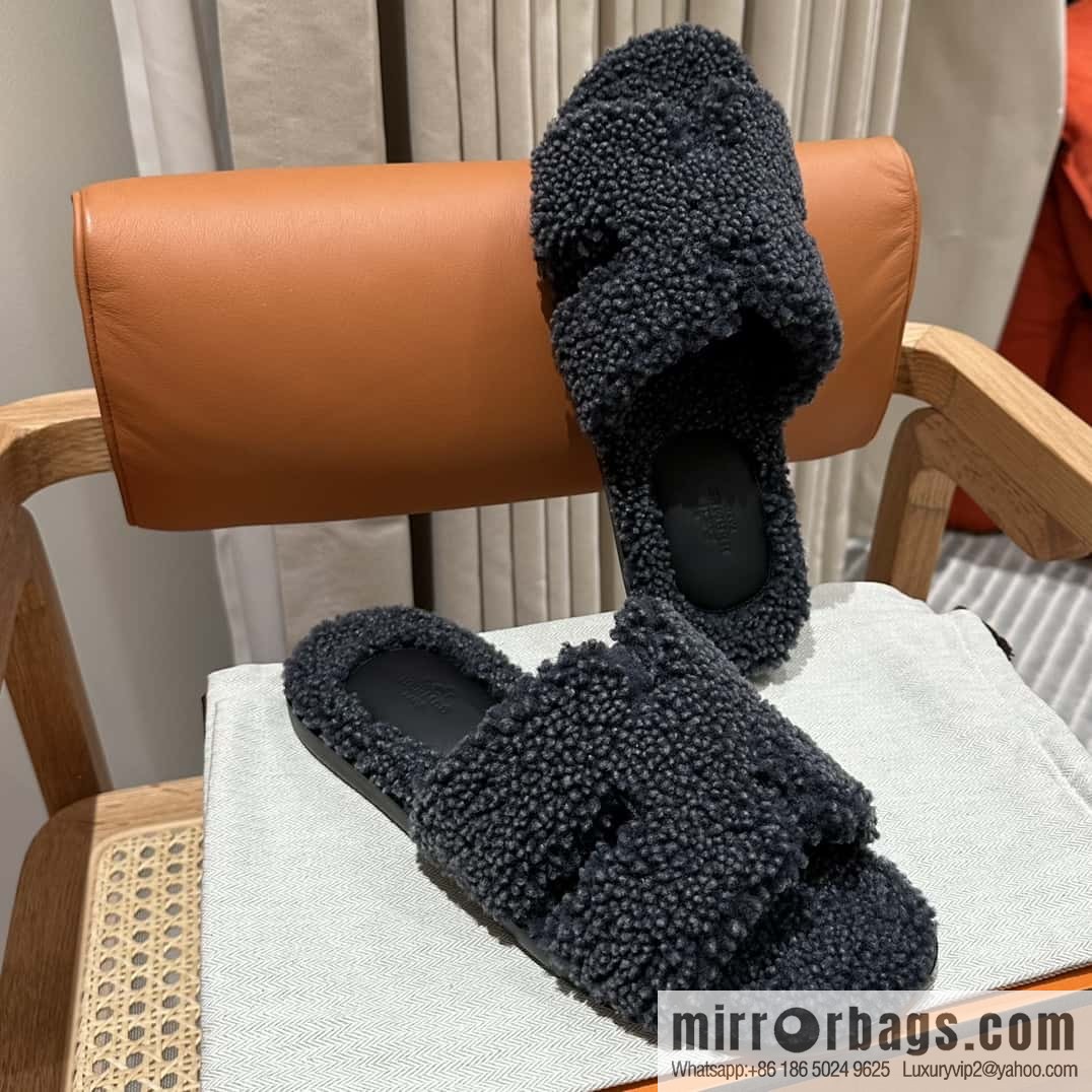 Hermès imported lamb wool lzmir series men's sandals
