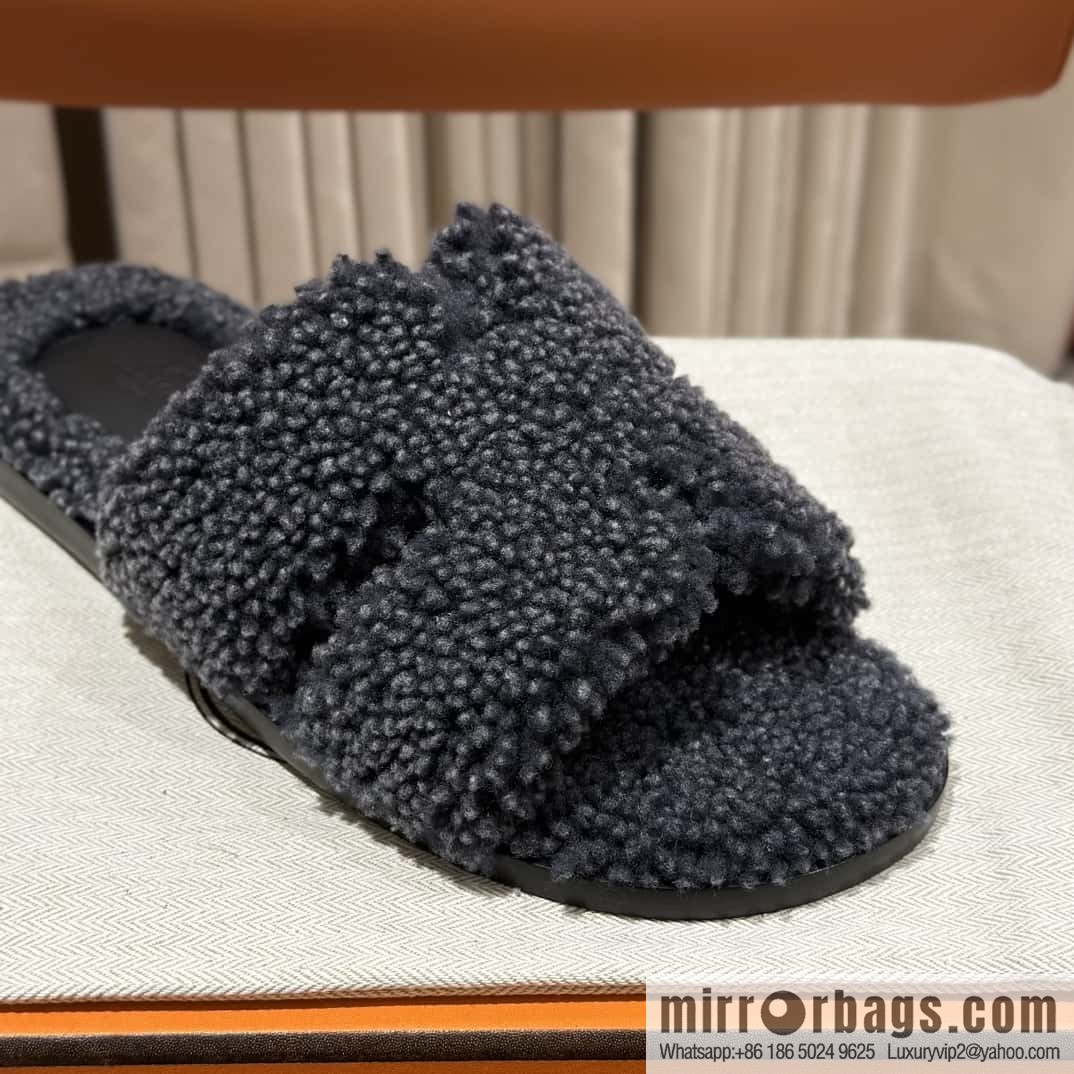 Hermès imported lamb wool lzmir series men's sandals