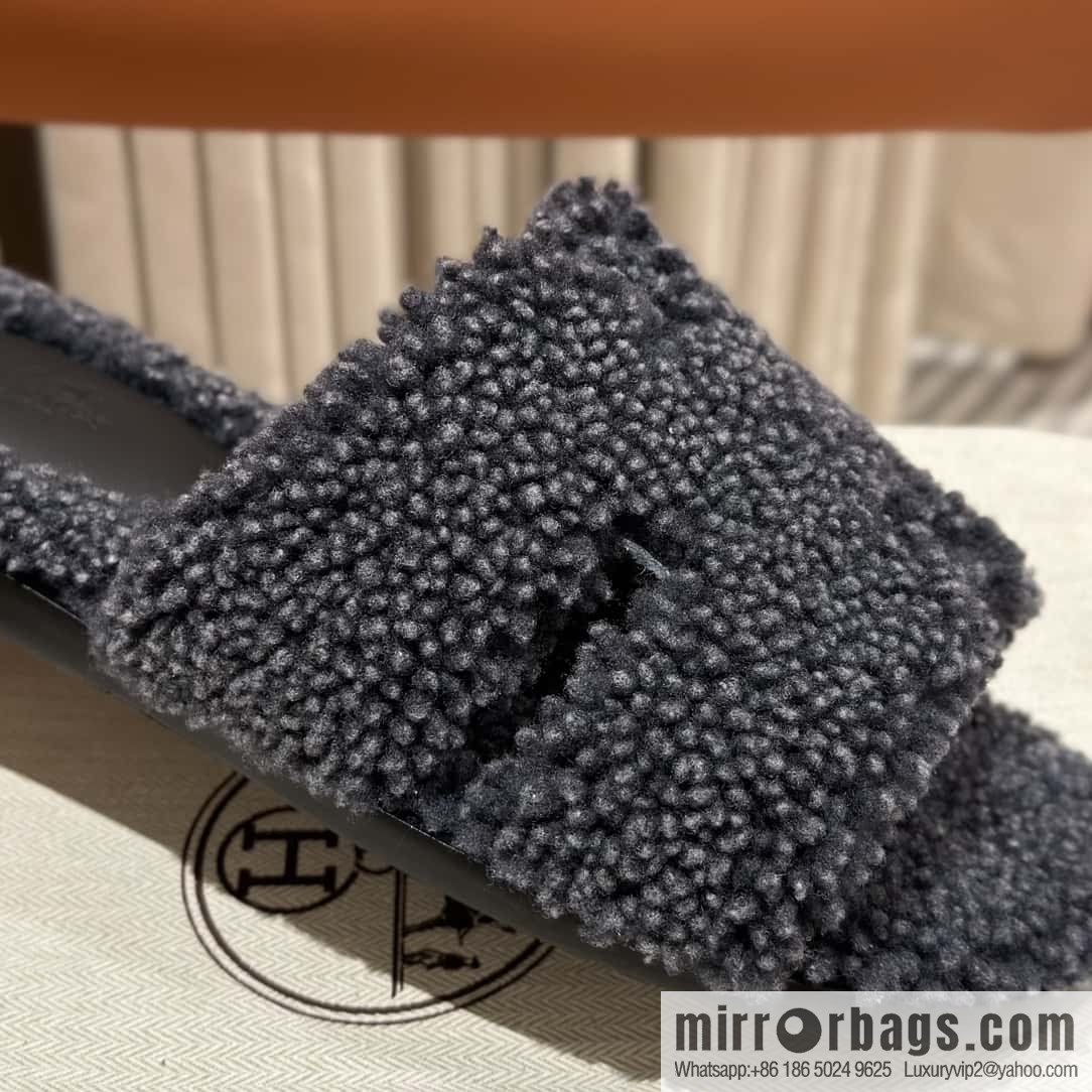 Hermès imported lamb wool lzmir series men's sandals