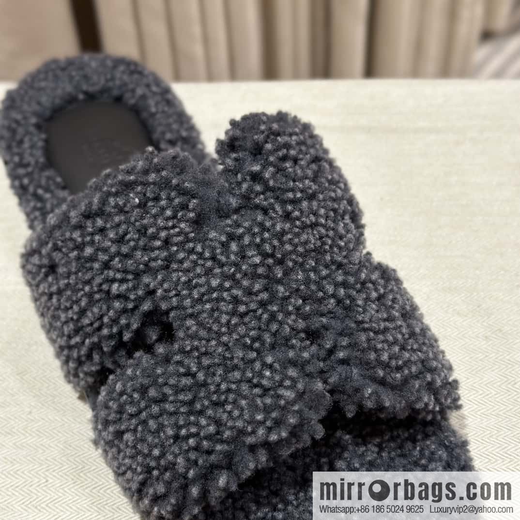 Hermès imported lamb wool lzmir series men's sandals