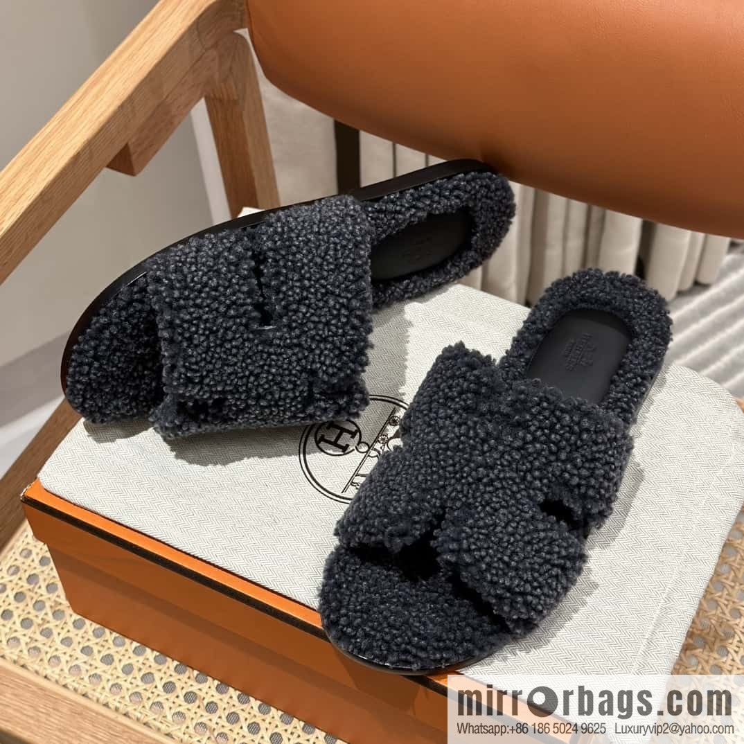 Hermès imported lamb wool lzmir series men's sandals