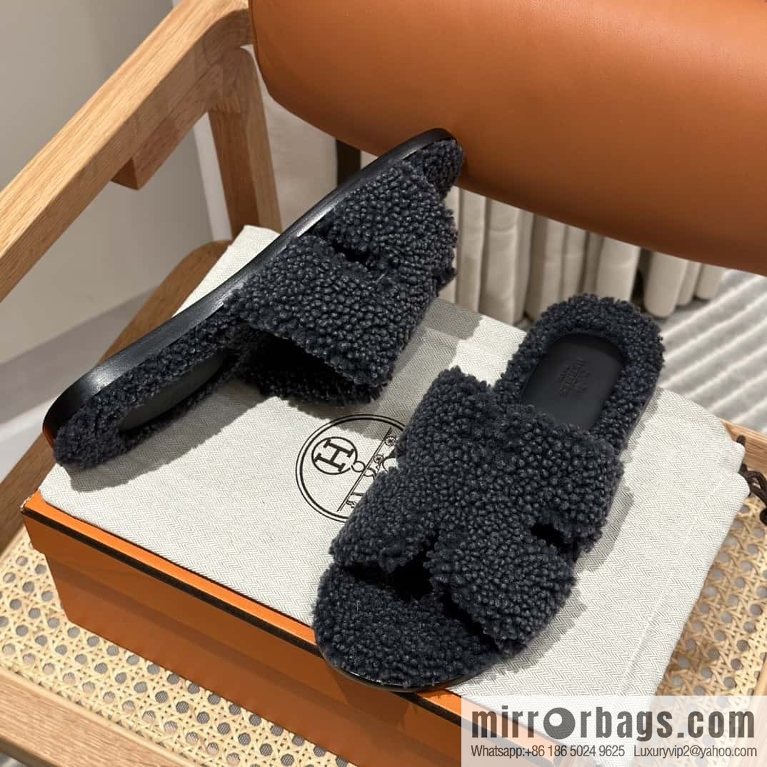 Hermès imported lamb wool lzmir series men's sandals