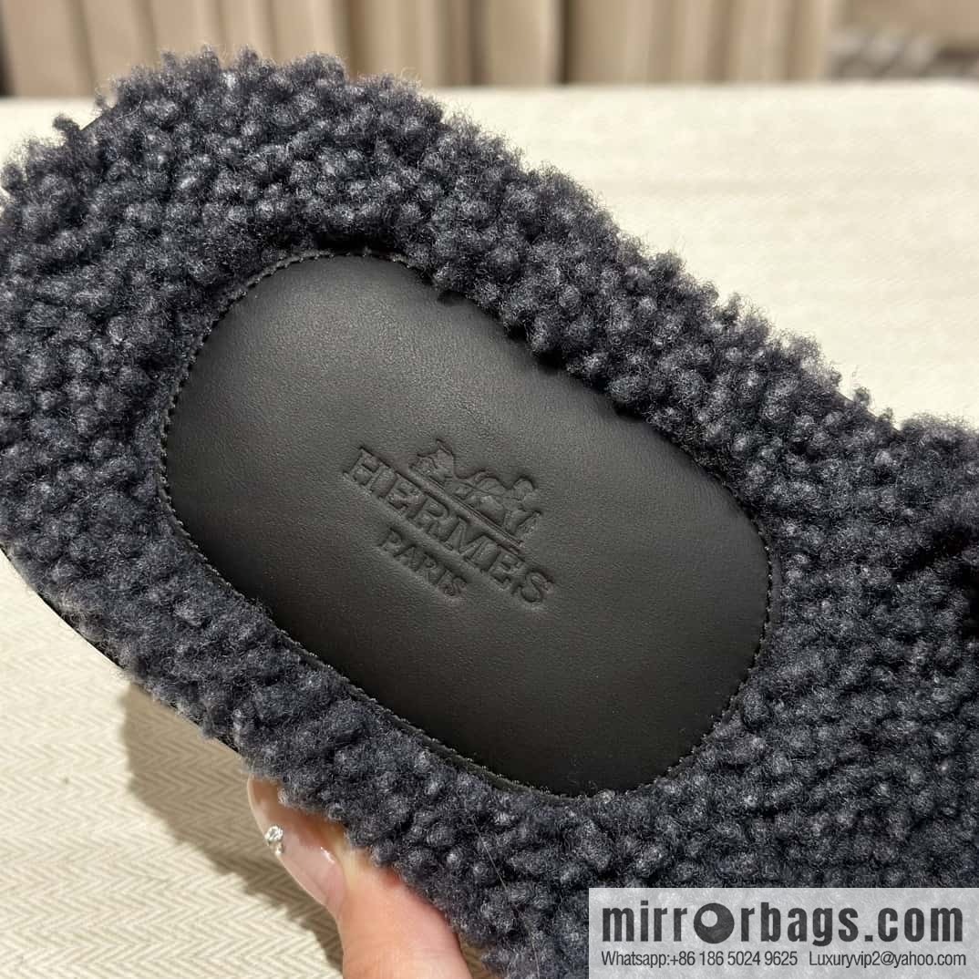 Hermès imported lamb wool lzmir series men's sandals