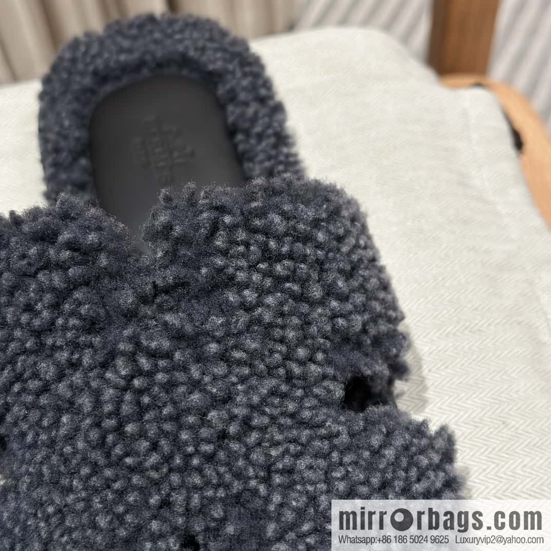 Hermès imported lamb wool lzmir series men's sandals