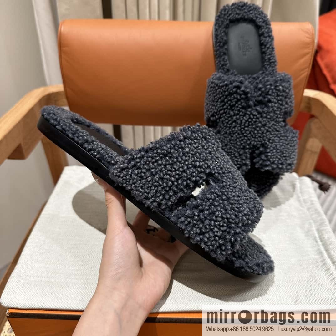 Hermès imported lamb wool lzmir series men's sandals