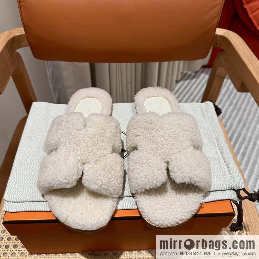 Hermès imported lamb wool lzmir series men's sandals