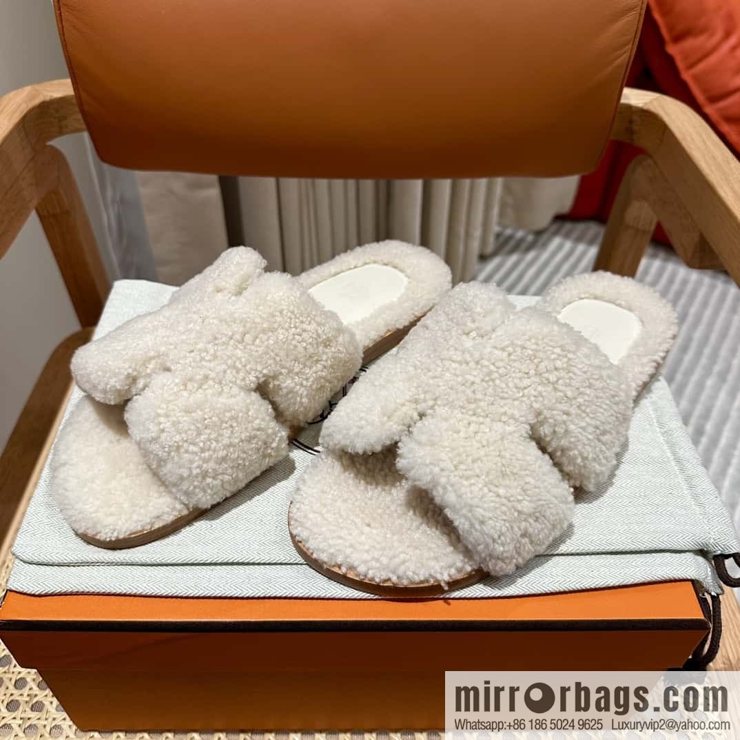 Hermès imported lamb wool lzmir series men's sandals