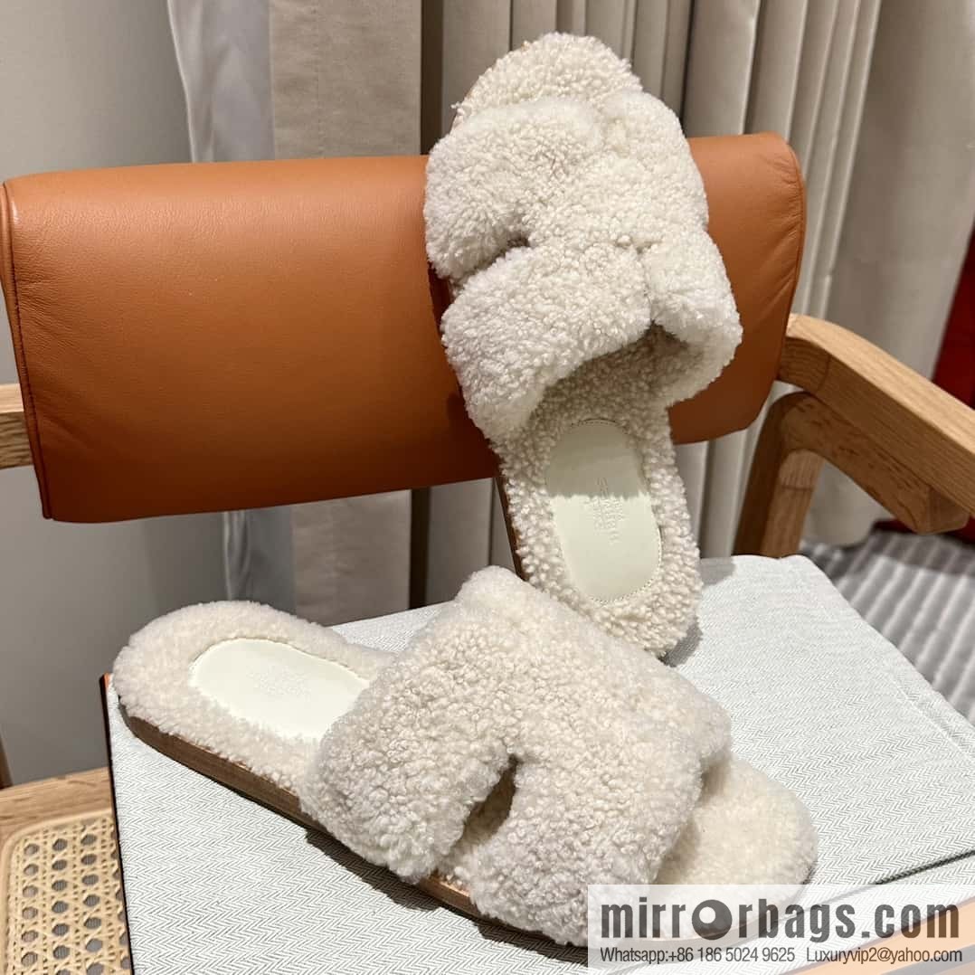 Hermès imported lamb wool lzmir series men's sandals